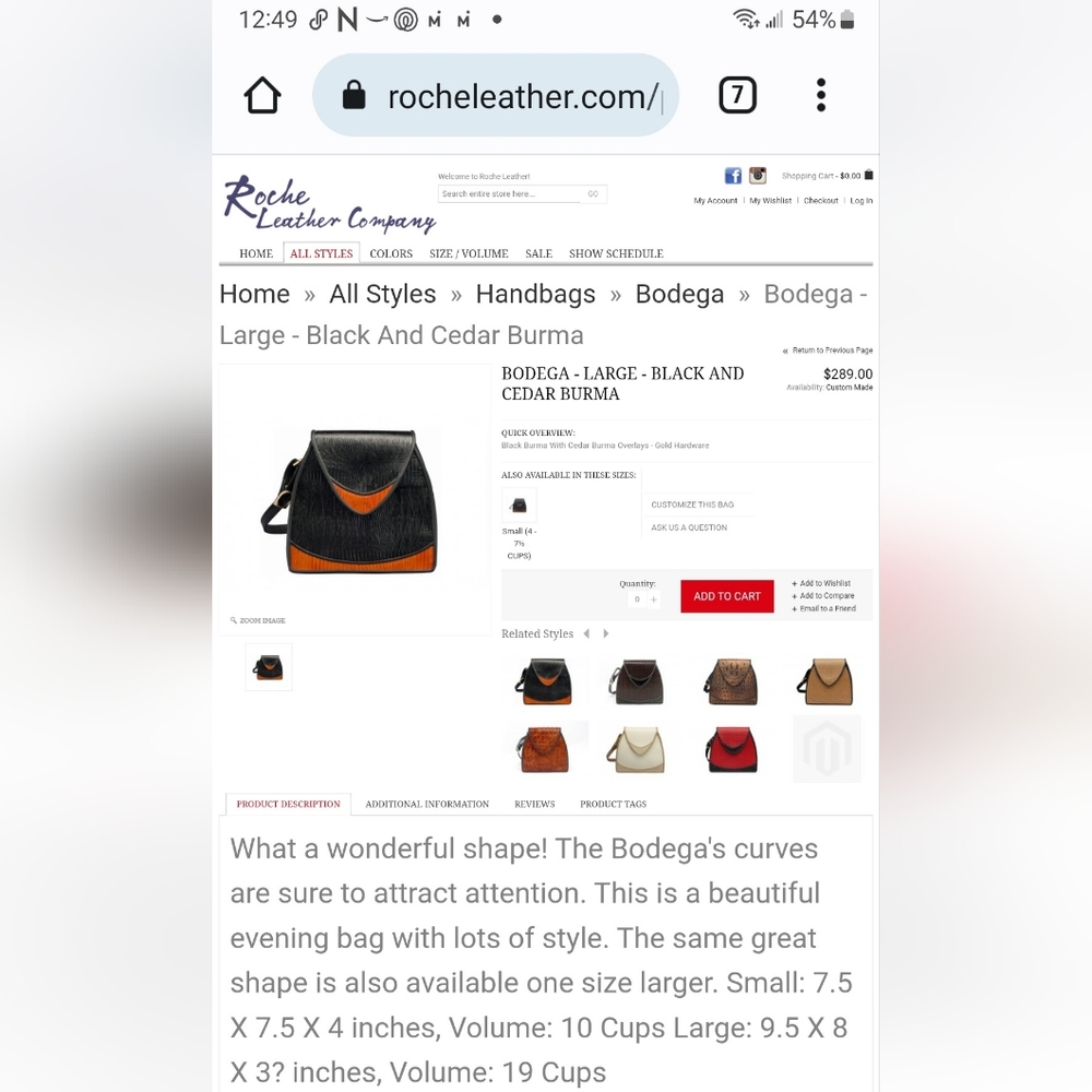 Roche Leather Company Signed LG Bodega Bag retail $289